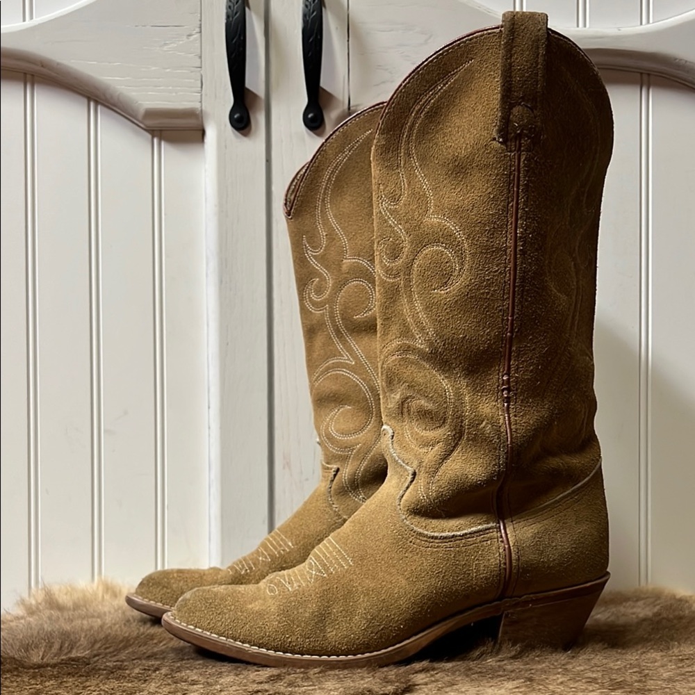 Tan Suede Heeled Boots